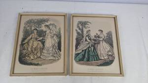lot 358 image: Set of Two Framed, Vintage Reproductions of La Mode Illustre Bureaux du Journal 56 Rue Jacob Paris