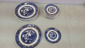 lot 392 image: Set of Gorgeous Blue & White Matching (9) Plates & (12) Saucers