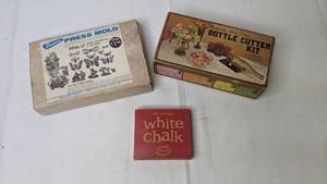 lot 440 image: Set of (3) Vintage Craft Items in Original Boxes - Press Mold, Bottle Cutter and White Chalk