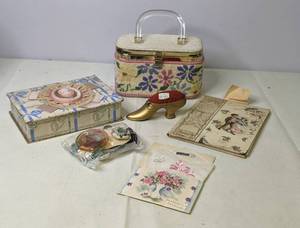 lot 429 image: Lovely Vintage Collection of Sewing Accessories, Charles Dickens Book, Cameo Box and More