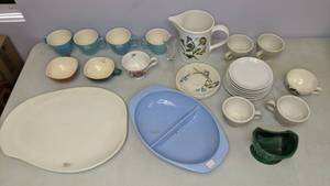 lot 139 image: Mixed Dishware, Cups, Saucers, Red Wing USA Planter and More