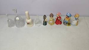 lot 145 image: Set of (9) Vintage Decorative Bells - Porcelain Merri-Bells, Reed & Barton, Crystal