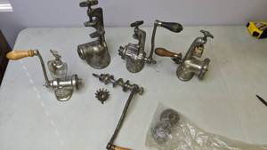 lot 135 image: Lot of Four Vintage Meat GrindersChoppers