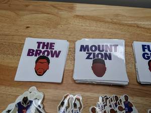 lot 92 image: Mix of New NBA Basketball Stickers Zion Jordan Magic Lebron Harden Curry