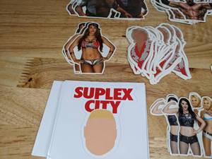 lot 96 image: Mix of New WWE Wrestling & UFC Fighting Stickers Jones Hulk Hogan Flair Macho Man Lesnar Rock HHH Cena