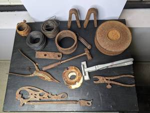 lot 193 image: Lot of Antique Hand Tools and Other Iron Items  NER
