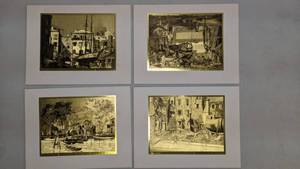 lot 178 image: Lot of 4 Golden Embossed Prints by Lionel Barrymore (Oscar-Winning Actor and Director)