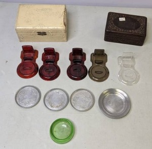 lot 166 image: Mixed VintageAntique Items  Hold Rite Cup Saucer Holders, Coasters, Jewelry Boxes
