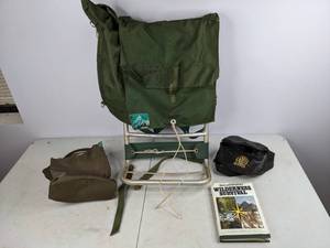 lot 509 image: Lot of Vintage Boy Scouts Backpack, Wilderness Survival Book and Two More Bags   NER