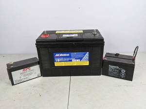 lot 494 image: Lot of 3 Batteries AC Delco, Panasonic, APC  NER
