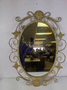 lot 592 image: Retro Large Oval Mirror - NER