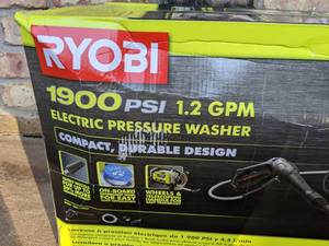 lot 37 image: Brand New Ryobi 1900 PSI 1.2 GPM Cold Water Wheeled Electric Pressure Washer