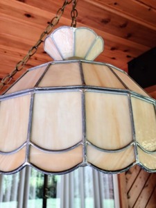 lot 21 image: Hanging Stained Glass Light Fixture