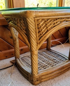 lot 24 image: Glass Topped Rattan Side Table
