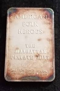 VINTAGE MANHATTAN LINDBERGH 1 TROY OZ. .999 FINE SILVER BAR