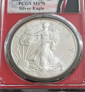 2020 AMERICAN SILVER EAGLE 1 TROY OZ .999 FINE SILVER MS70 PCGS TRUMP HOLDER
