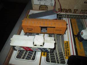 HO Scale model train set with sever...