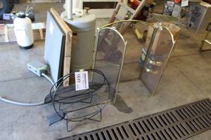 lot 909 image: Fireplace Accessories  with Poker Set Stand with Scoop, Fireplace Screen