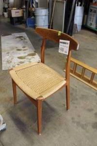 lot 930 image: Wood Dining Chair with Wicker Seat