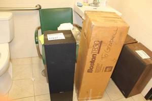 lot 1008 image: Lot of (1 Pair) Boston Tower Stereo Speakers (in original box)