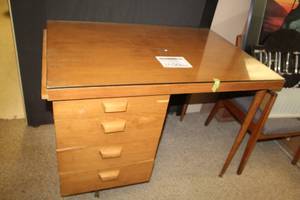lot 1030 image: Wood Office Desk  with Glass Top