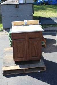 lot 981 image: Bathroom Sink Cabinet with fixtures
