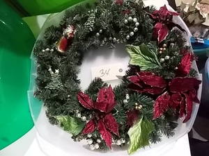 lot 34 image: christmas wreath with holder holder...