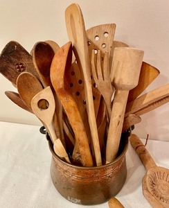 lot 58 image: Vintage Wooden Utensils and Butter Molds