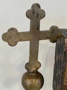 lot 31 image: Brass Cross and Medici Puzzle Christ in the Carpenters Shop