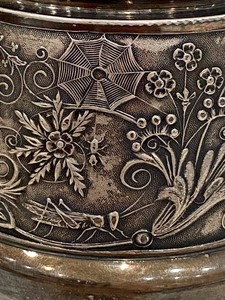 lot 86 image: Antique Silver Plate Embossed Wine Glass