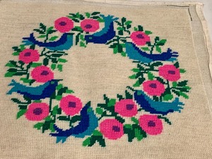 lot 231 image: Vintage Floral and Bird Needlepoint Design