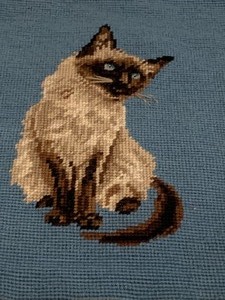 lot 230 image: Vintage Needlepoint Piece of an Adorable Cat