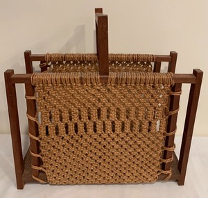 lot 227 image: Super Cool Vintage Wooden and Macrame Magazine Rack