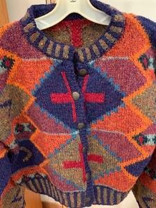 lot 212 image: Fun Bright Colored Button Up Vintage Sweater