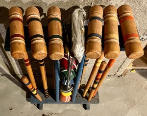 lot 288 image: Vintage Wooden Croquet Set