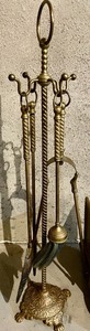 lot 292 image: Vintage Metal Fireplace Surround and Tools