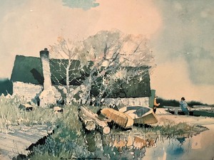 lot 316 image: Framed Print in a Primitive Wooden Frame