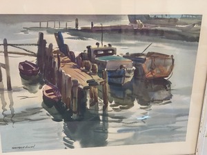 lot 263 image: Framed Watercolor Print by Maurice Lulan