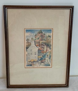 lot 271 image: Framed Quebec Scene Watercolor Print