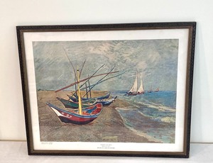 lot 115 image: Framed Van Gough Print of Boats of Saintes Maries