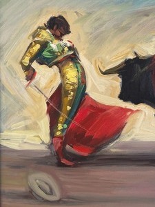 lot 118 image: Framed Bull Fighter Oil on Canvas