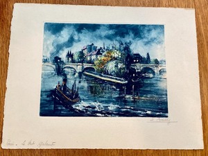 lot 122 image: Unframed Paris Scene Print by Le Bailly