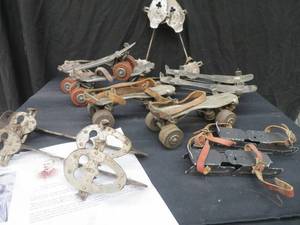 lot 29 image: VINTAGE ROLLER SKATES AND ICE SKATES