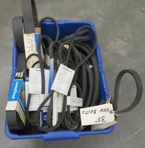 lot 61 image: BIN OF NEW BELTS