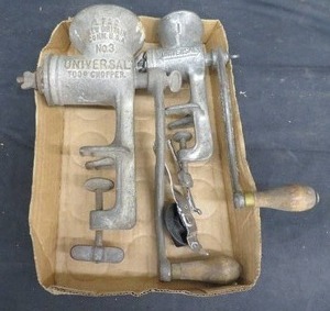 lot 124 image: 2 VINTAGE MEAT GRINDERS