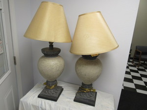 lot 13 image: 2 Heavy plaster lamps with shades