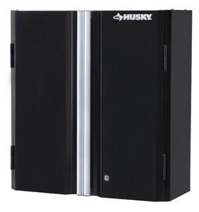 lot 26 image: HUSKY Ready-to-Assemble 24-Gauge Steel Wall Mounted Garage Cabinet in Black (28 in. W x 29 in. H x 12 in. D)