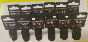 lot 22 image: POWERBUILT 12 Piece 12 Drive Deep Well Impact Pro Socket Set