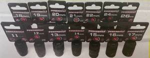 lot 24 image: POWERBUILT 14 Piece 12 Drive Shallow Impact Pro Socket Set