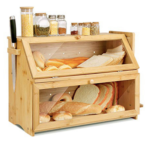 lot 114 image: HOMEKOKO Double Oversized Bread Box, Two-layer Extra Large Bread Box for Kitchen Counter